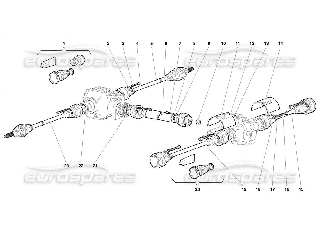 Lamborghini Diablo VT (1994) Driveshafts and Propeller Shaft Parts Diagram