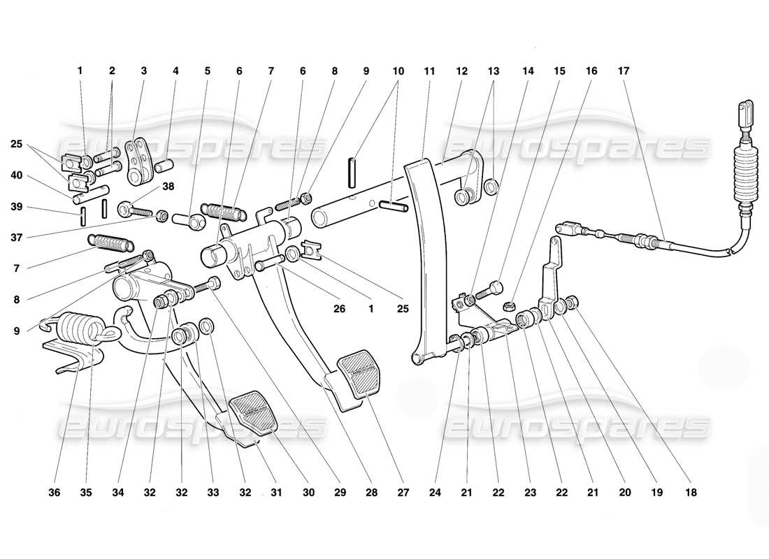 Lamborghini Diablo VT (1994) Pedals Parts Diagram