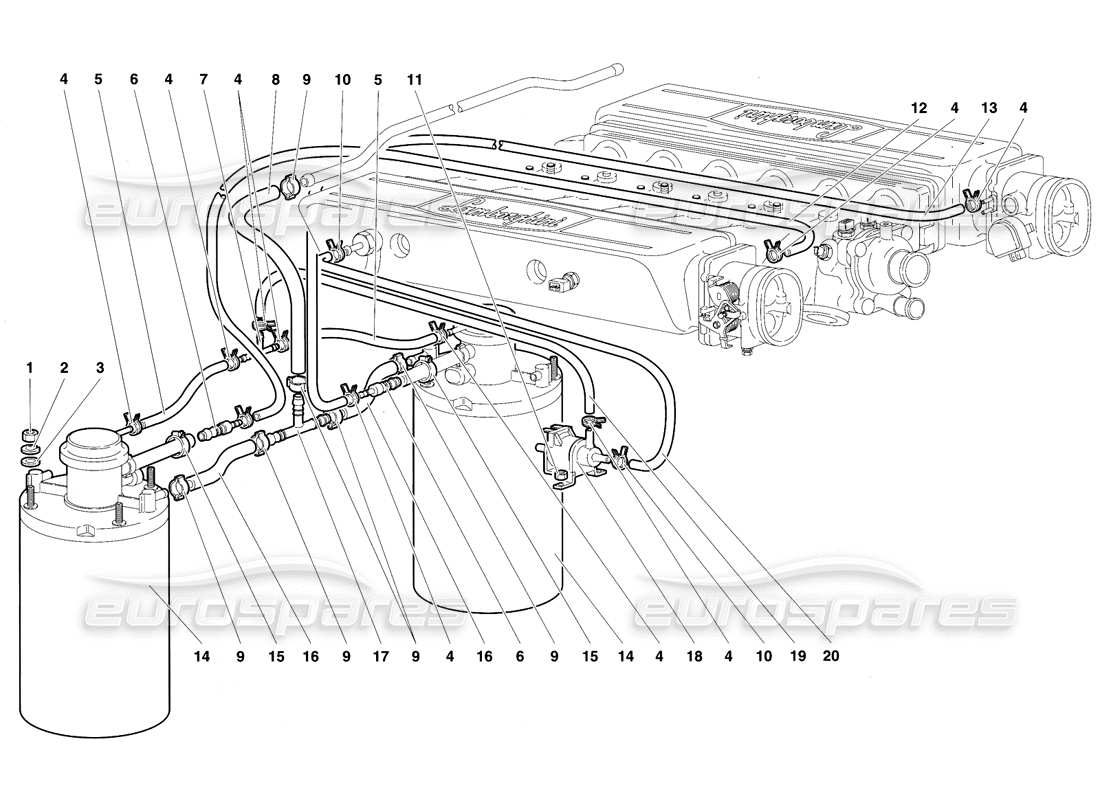 Lamborghini Diablo VT (1994) fuel system Parts Diagram