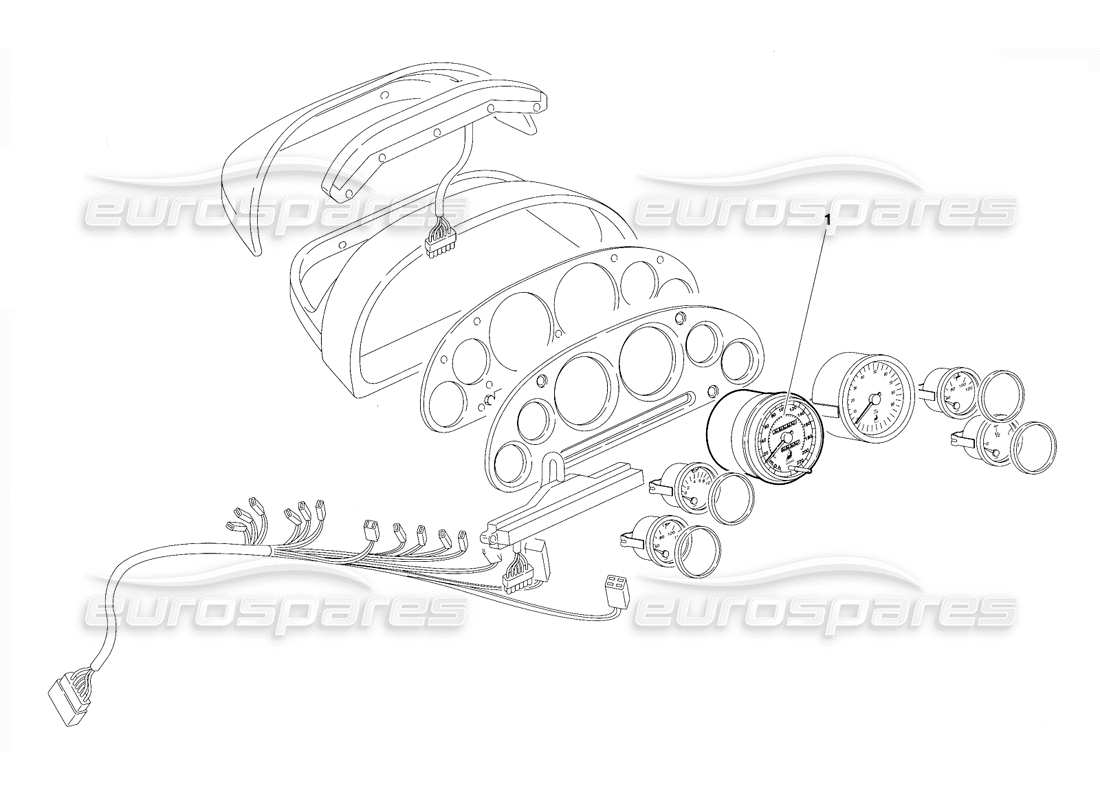 Lamborghini Diablo VT (1994) dashboard instruments (Valid for USA Version - April 1994) Parts Diagram