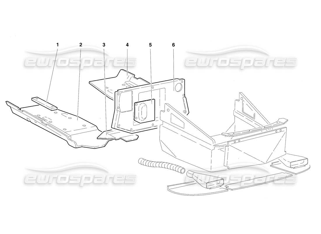 Lamborghini Diablo VT (1994) Frame Floor Panels (Valid for RH D. Version - April 1994) Parts Diagram