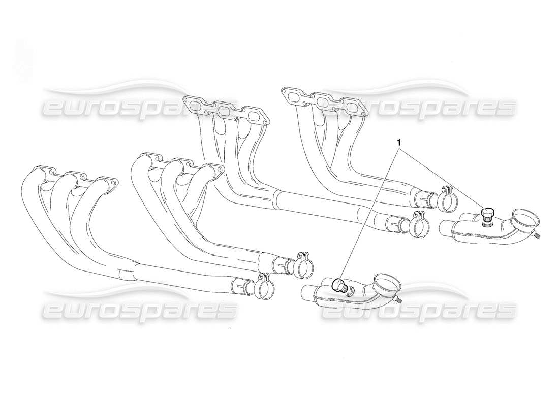 Lamborghini Diablo VT (1994) Exhaust System (Valid for Saudi Arabia Version - April 1994) Parts Diagram