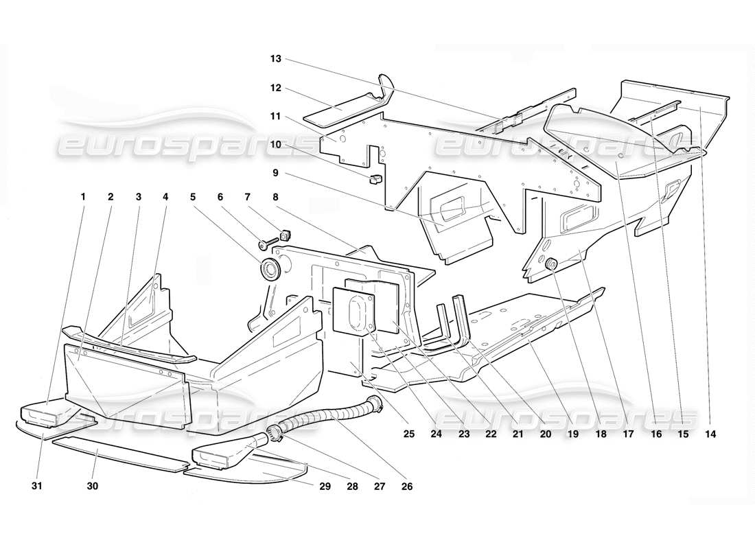 Lamborghini Diablo VT (1994) Frame Floor Panels Parts Diagram