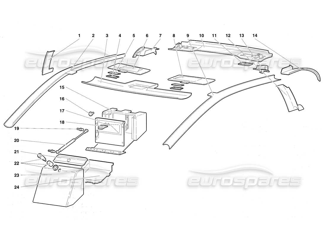 Lamborghini Diablo VT (1994) Passenger Compartment Trim Parts Diagram