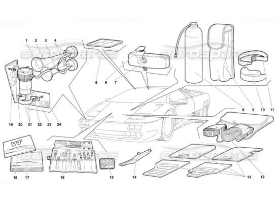 a part diagram from the Lamborghini Diablo parts catalogue