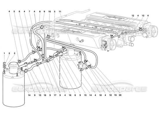 a part diagram from the Lamborghini Diablo parts catalogue