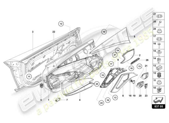 a part diagram from the Lamborghini Aventador LP700-4 parts catalogue