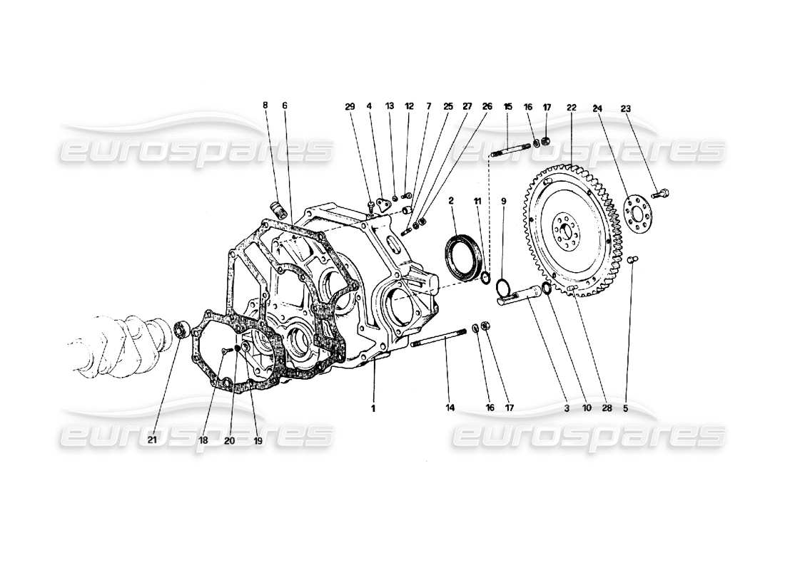 Ferrari 308 Quattrovalvole (1985) flywheel and clutch housing spacer Parts Diagram
