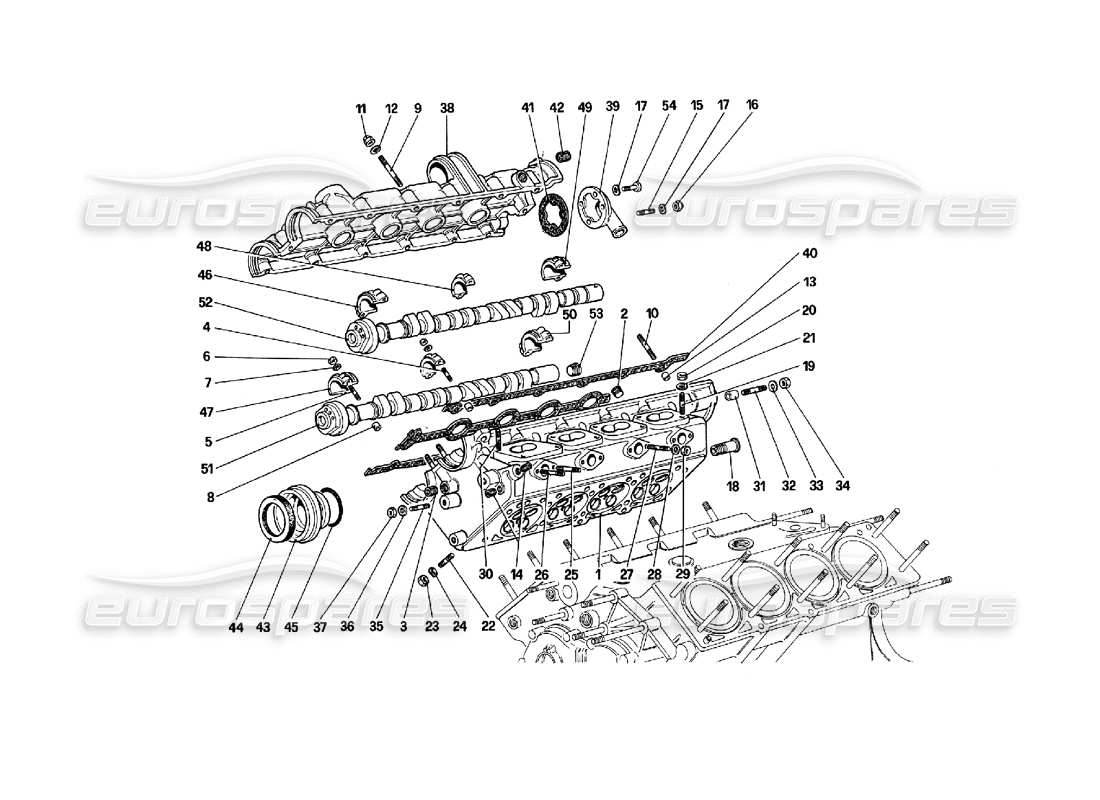 Ferrari 308 Quattrovalvole (1985) Cylinder Head (Right) Parts Diagram