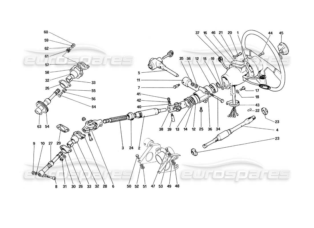 Ferrari 308 Quattrovalvole (1985) Steering Column Parts Diagram