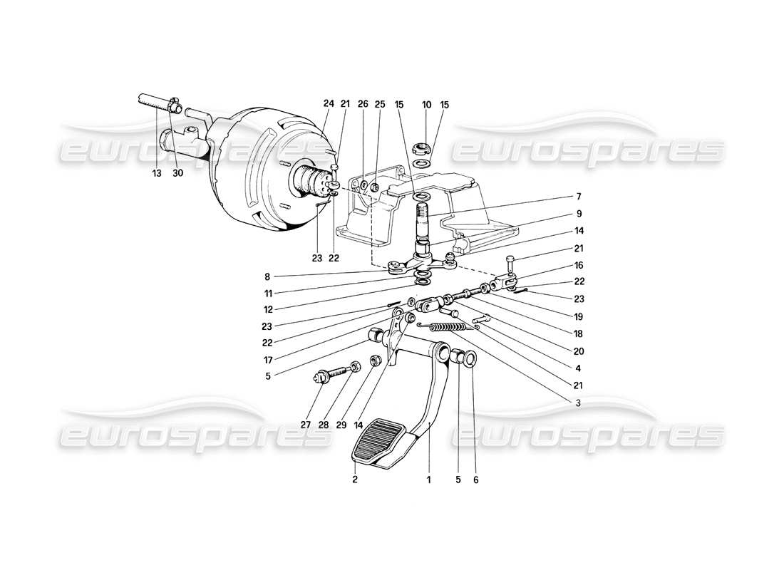 Ferrari 308 Quattrovalvole (1985) Brake Hydraulic System (Variants for RHD Version) Part Diagram