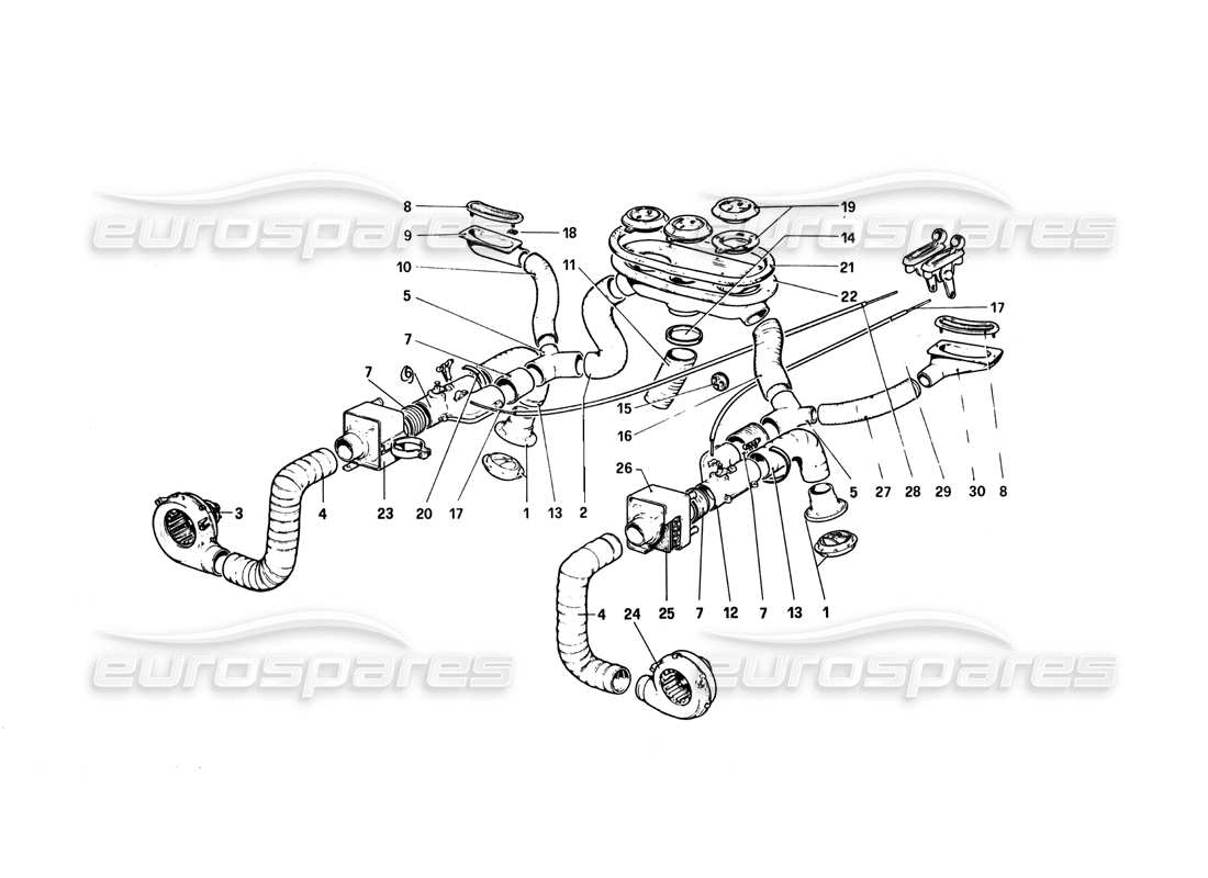 Ferrari 308 Quattrovalvole (1985) Heating System Part Diagram