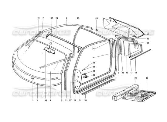 a part diagram from the Ferrari 308 Quattrovalvole (1985) parts catalogue