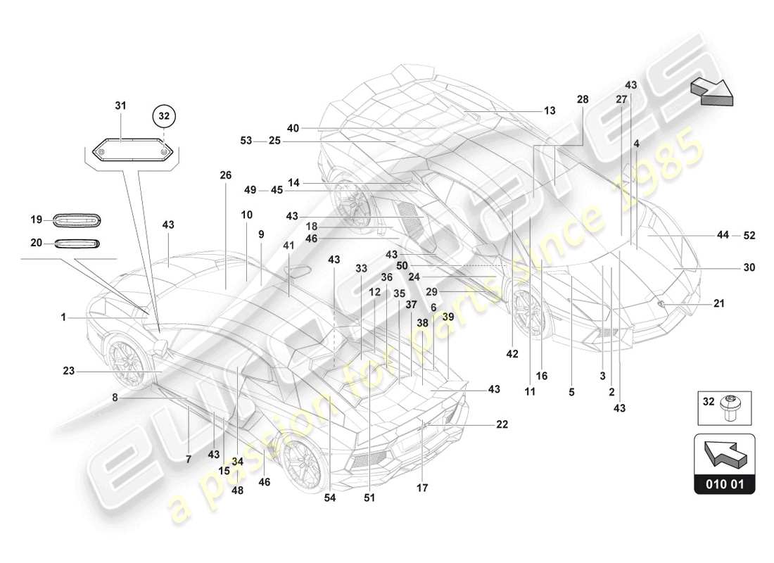Lamborghini LP740-4 S COUPE (2018) type plates Part Diagram
