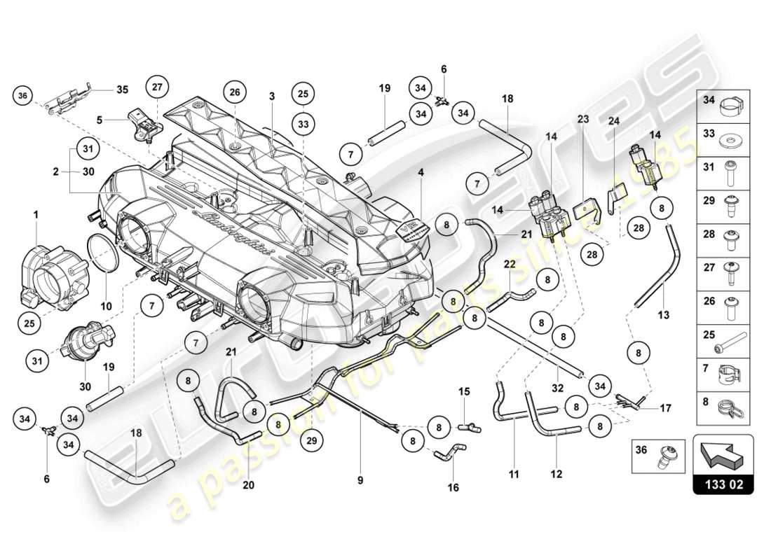 Lamborghini LP740-4 S COUPE (2018) INTAKE MANIFOLD Parts Diagram
