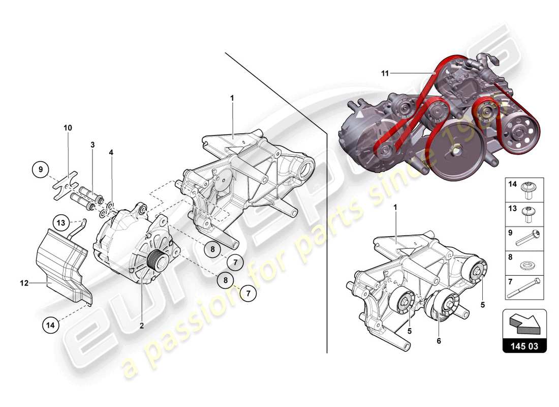 Lamborghini LP740-4 S COUPE (2018) ALTERNATOR AND SINGLE PARTS Part Diagram