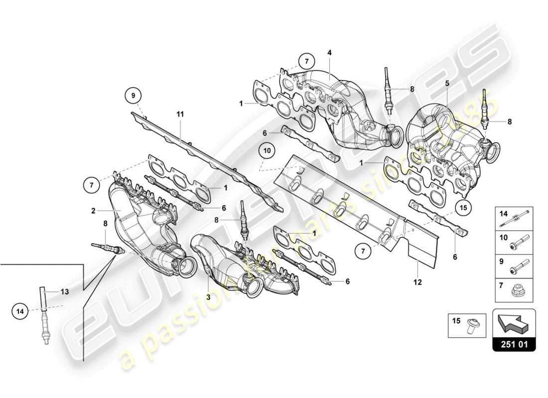 Lamborghini LP740-4 S COUPE (2018) Exhaust System Parts Diagram