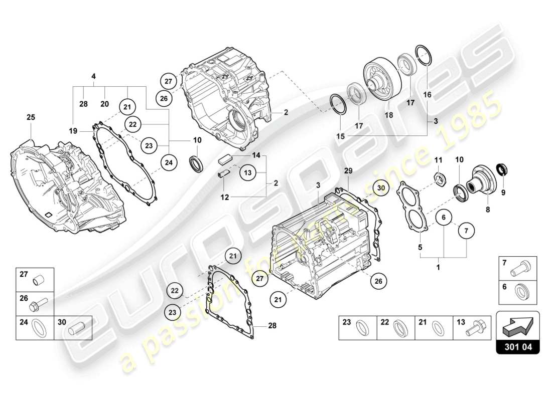 Lamborghini LP740-4 S COUPE (2018) OUTER COMPONENTS FOR GEARBOX Part Diagram