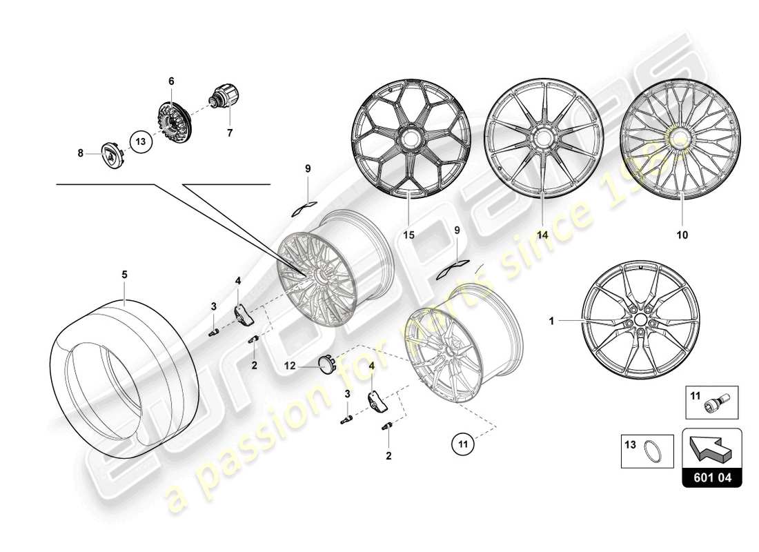 Lamborghini LP740-4 S COUPE (2018) WHEELS/TYRES REAR Part Diagram