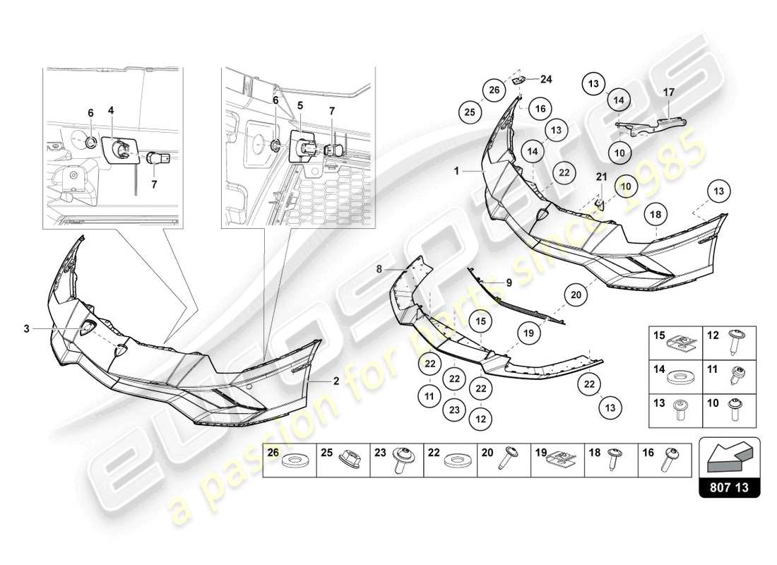 Lamborghini LP740-4 S COUPE (2018) BUMPER, COMPLETE FRONT Part Diagram