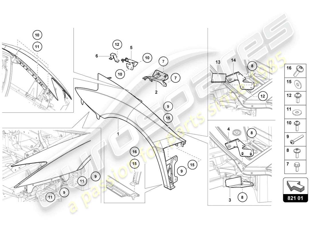 Lamborghini LP740-4 S COUPE (2018) WING FRONT Parts Diagram