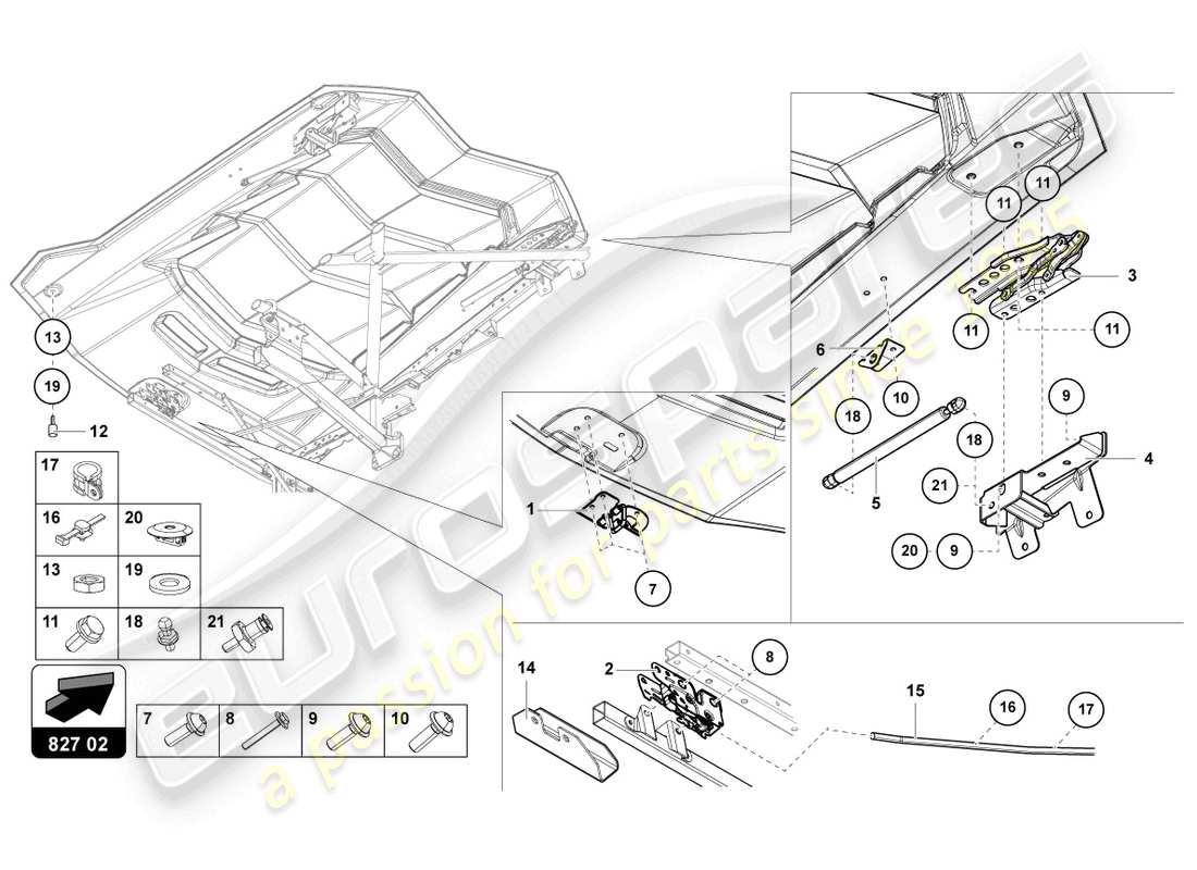 Lamborghini LP740-4 S COUPE (2018) ENGINE COVER WITH INSP. COVER Parts Diagram