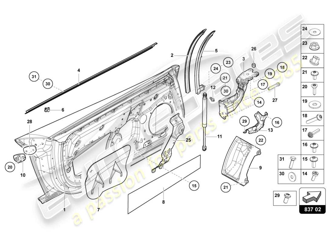 Lamborghini LP740-4 S COUPE (2018) DRIVER AND PASSENGER DOOR Parts Diagram