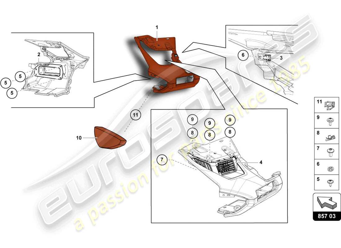 Lamborghini LP740-4 S COUPE (2018) INSTRUMENT PANEL Part Diagram