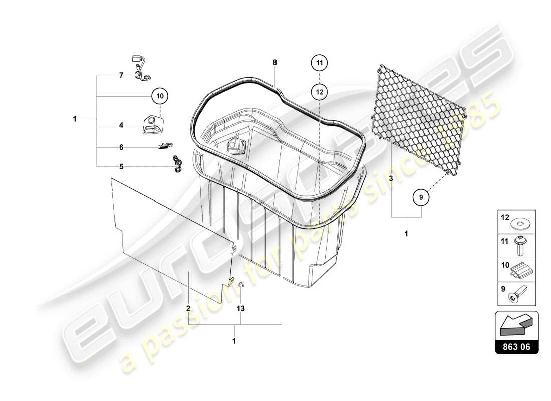 Lamborghini LP740-4 S COUPE (2018) LUGGAGE BOOT TRIMS Part Diagram