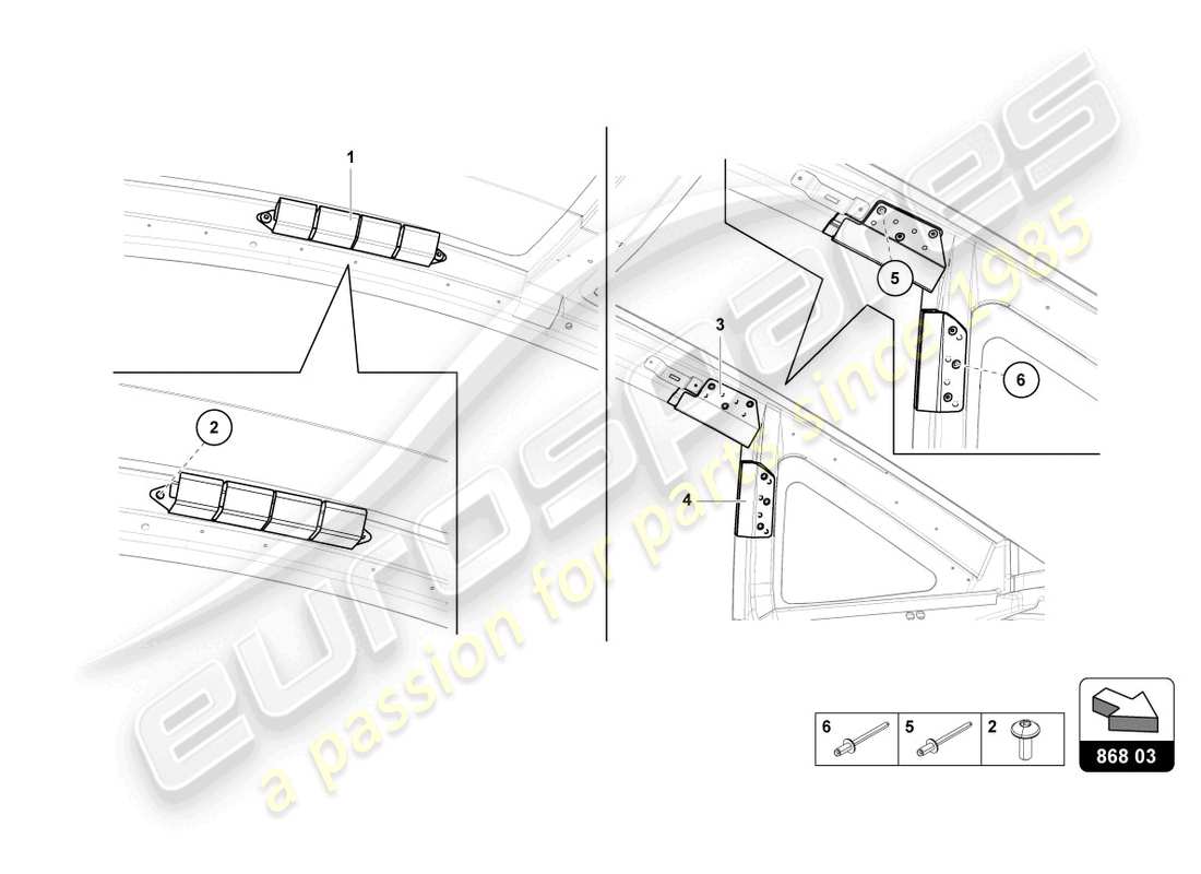 Lamborghini LP740-4 S COUPE (2018) ROOF FRAME TRIM Parts Diagram