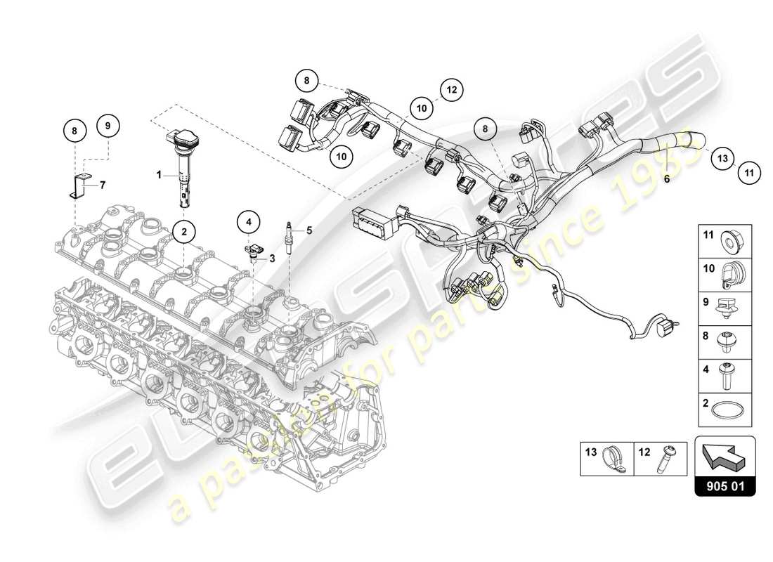 Lamborghini LP740-4 S COUPE (2018) IGNITION SYSTEM Parts Diagram