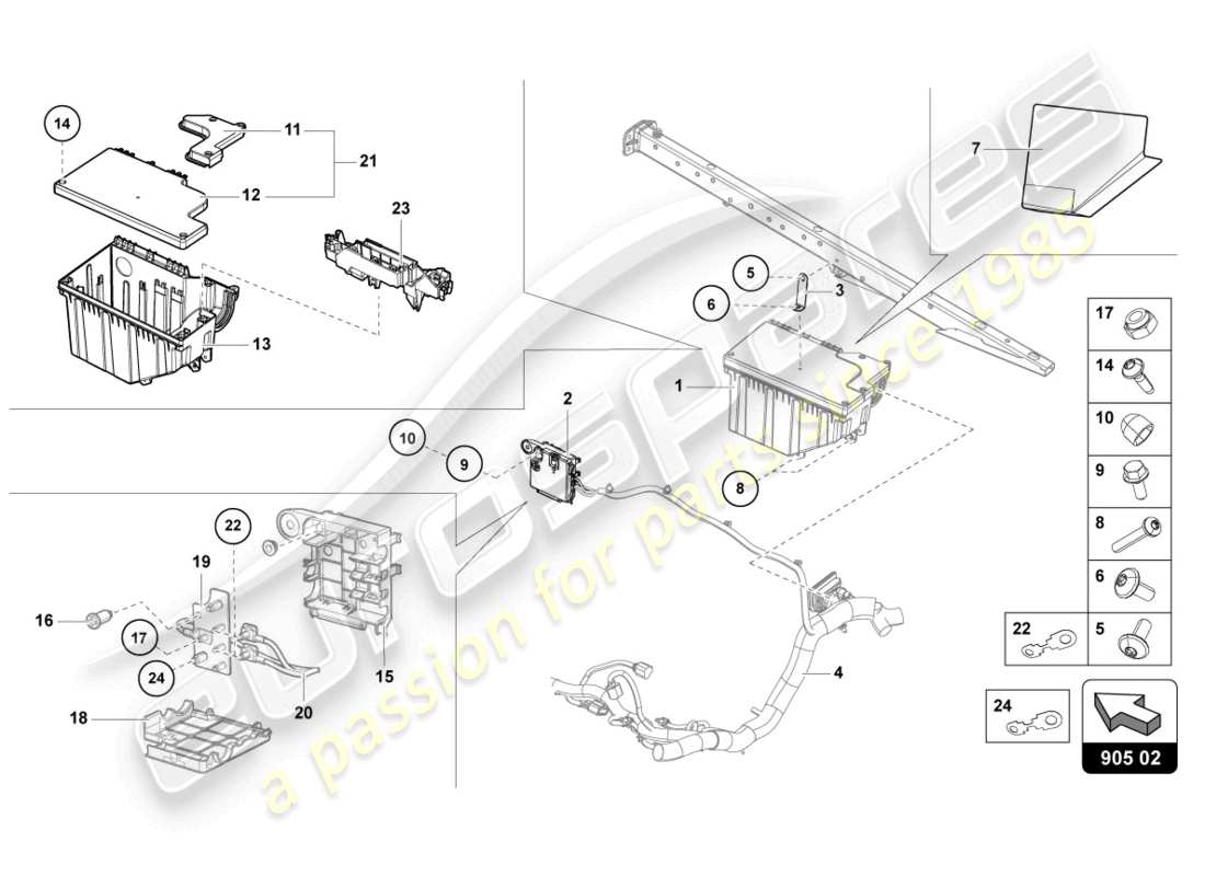Lamborghini LP740-4 S COUPE (2018) CENTRAL ELECTRICS Part Diagram