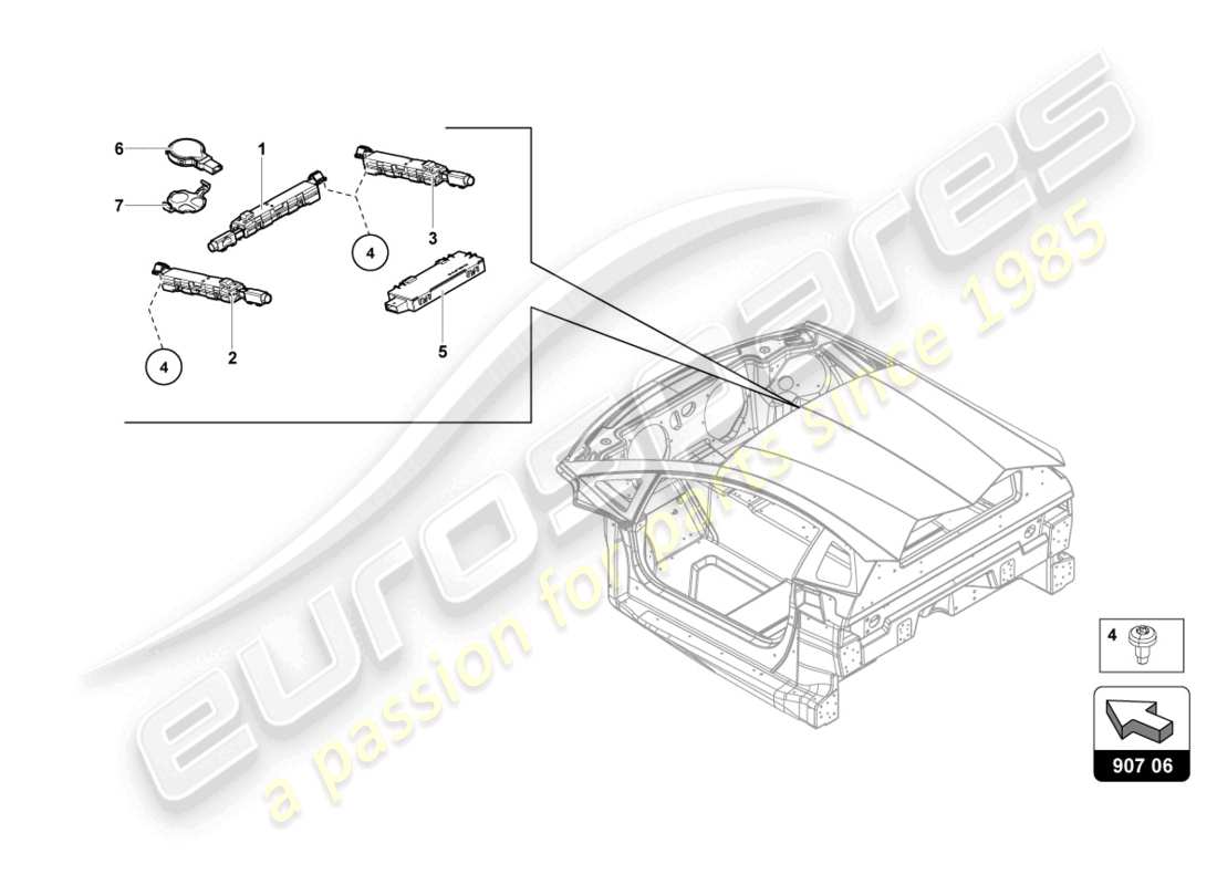 Lamborghini LP740-4 S COUPE (2018) aerial Parts Diagram