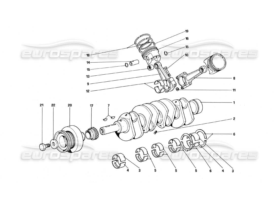 Ferrari 328 (1988) crankshaft - connecting rods and pistons Part Diagram
