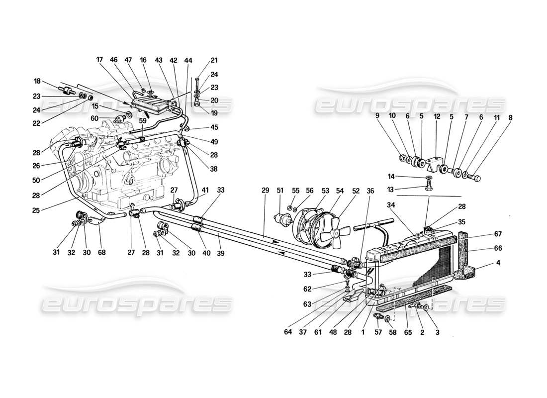 Ferrari 328 (1988) Cooling System Parts Diagram