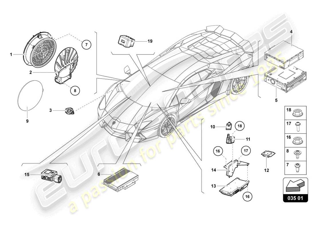 Lamborghini LP750-4 SV COUPE (2015) radio unit Part Diagram