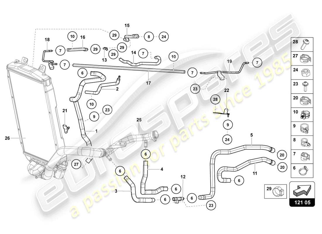 Lamborghini LP750-4 SV COUPE (2015) Cooling System Part Diagram