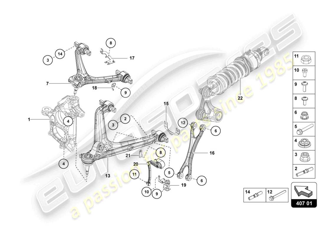 Lamborghini LP750-4 SV COUPE (2015) SUSPENSION FRONT Part Diagram