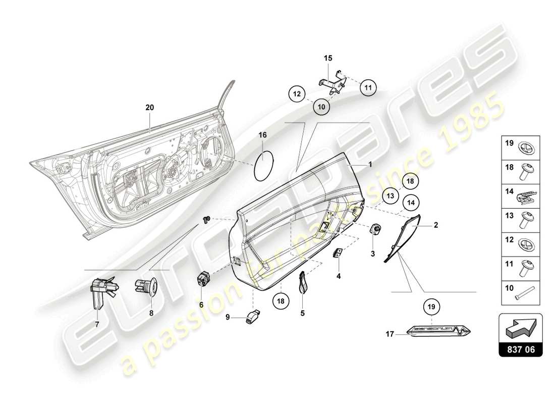 Lamborghini LP750-4 SV COUPE (2015) DOOR PANEL Part Diagram