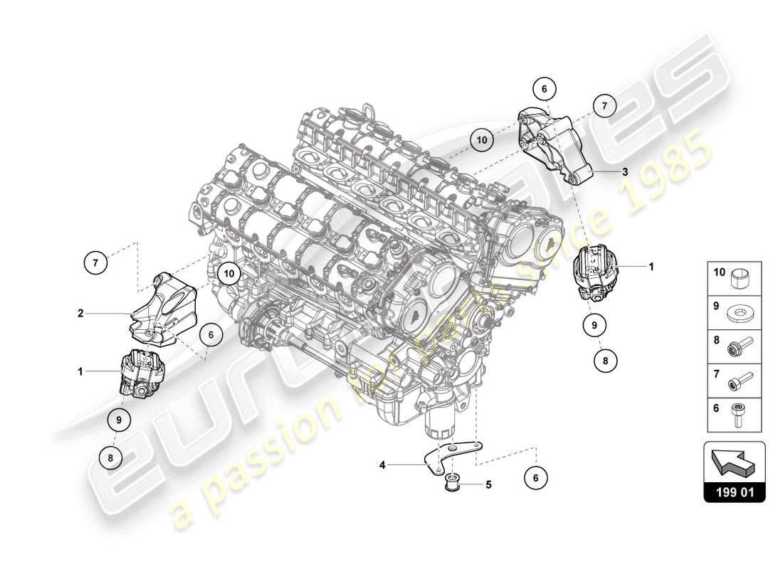 Lamborghini LP750-4 SV COUPE (2016) SECURING PARTS FOR ENGINE Part Diagram