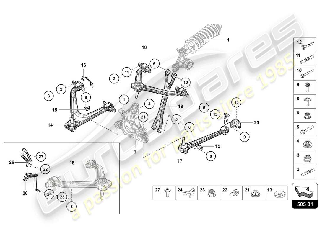 Lamborghini LP750-4 SV COUPE (2016) SUSPENSION REAR Part Diagram