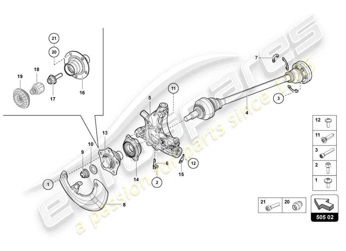 Lamborghini LP750-4 SV COUPE (2016) DRIVE SHAFT REAR Part Diagram