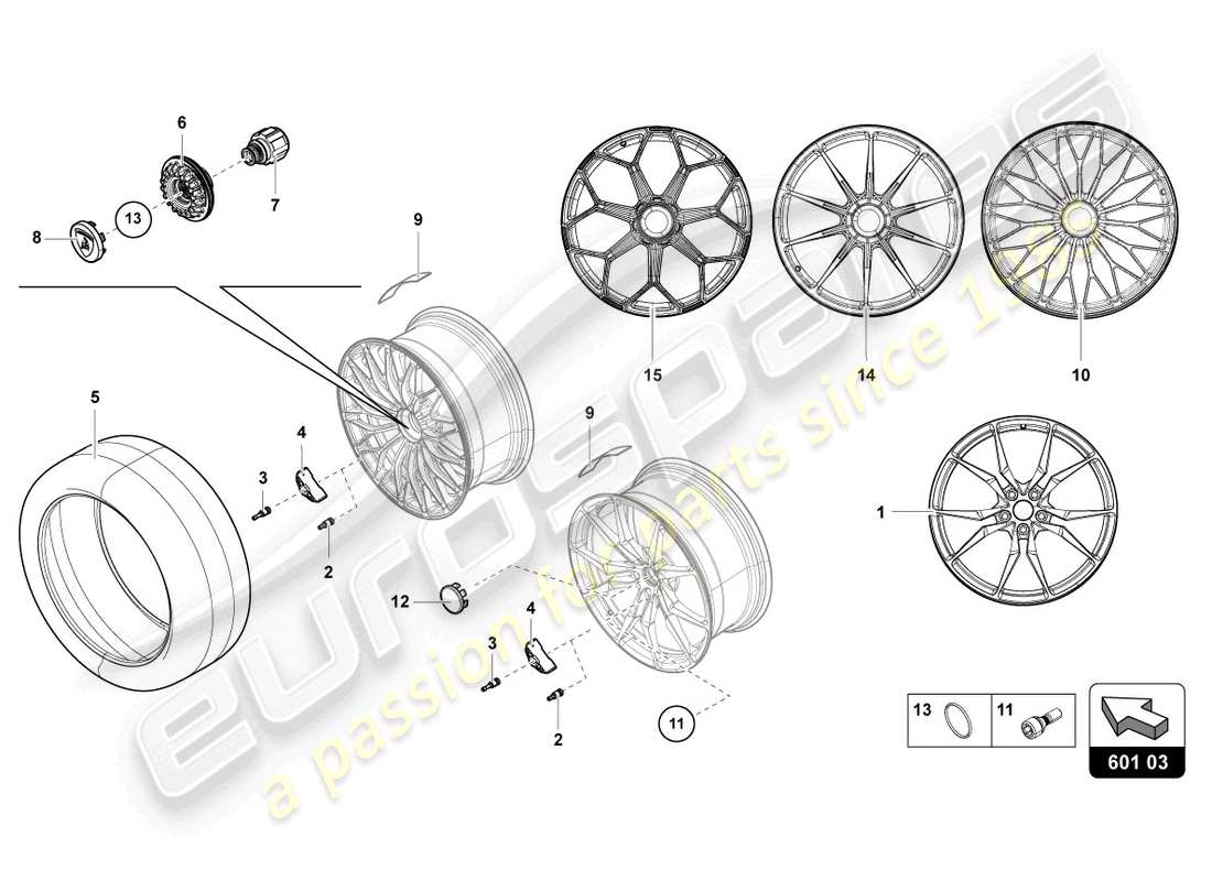 Lamborghini LP750-4 SV COUPE (2016) WHEELS/TYRES FRONT Part Diagram