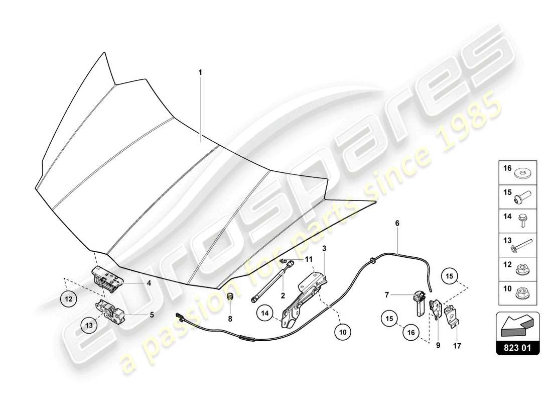 Lamborghini LP750-4 SV COUPE (2016) BONNET FRONT Part Diagram