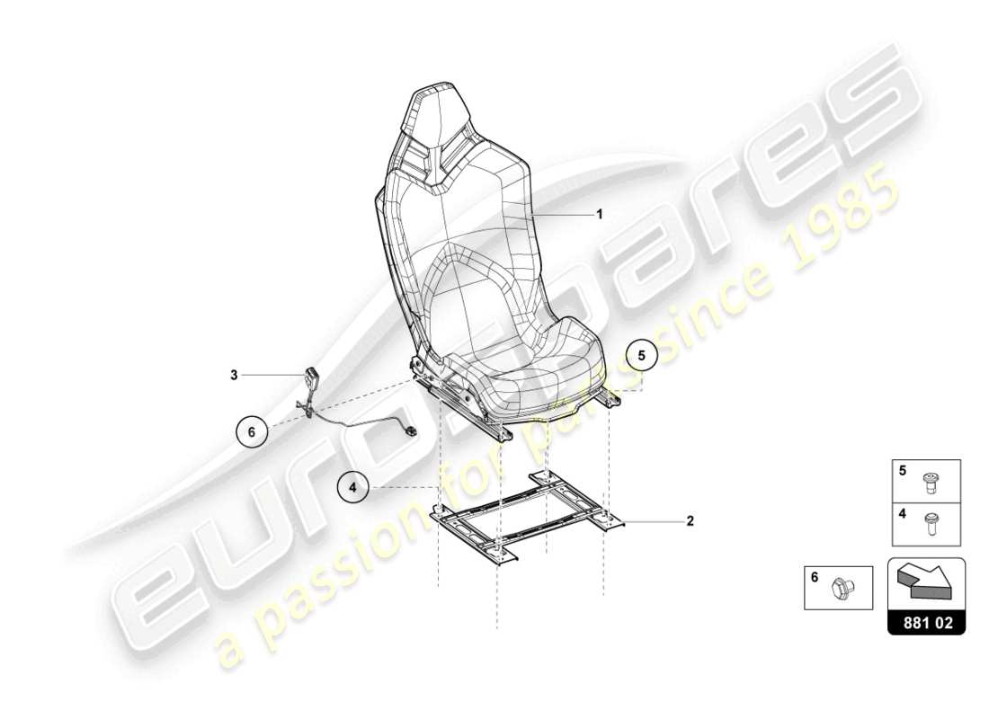 Lamborghini LP750-4 SV COUPE (2016) SPORTS SEAT Part Diagram