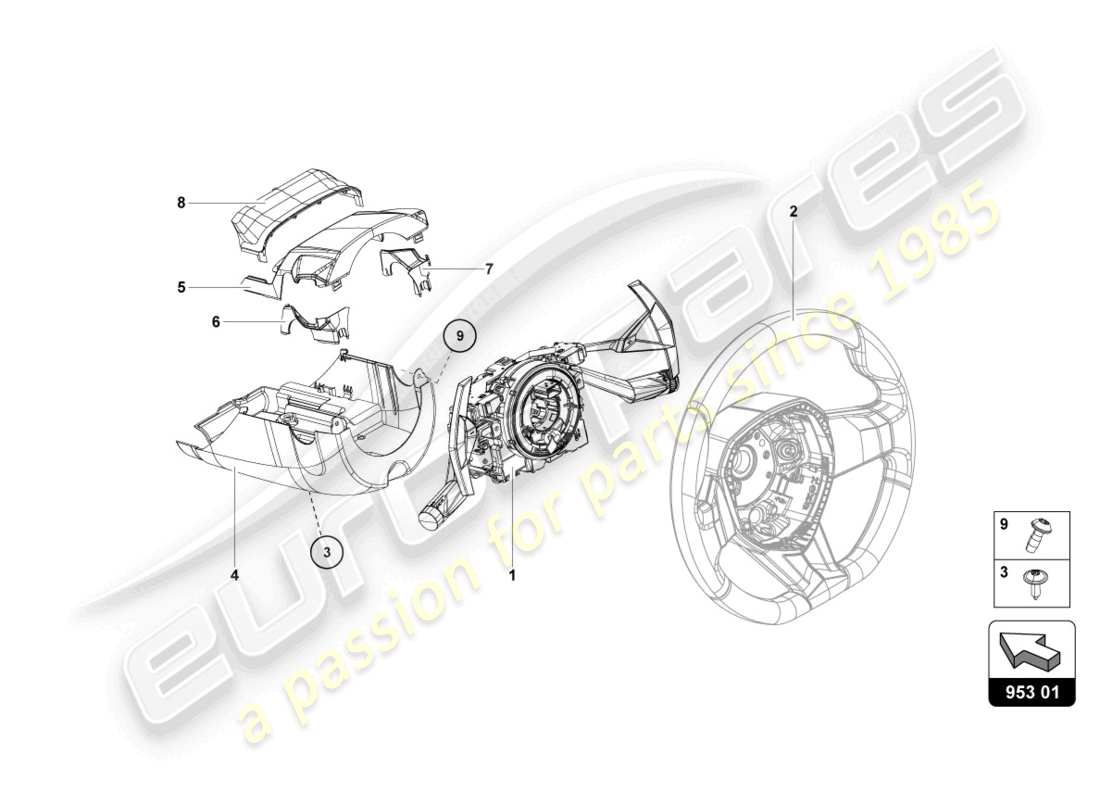 Lamborghini LP750-4 SV COUPE (2016) RACK AND PINION STEERING Part Diagram