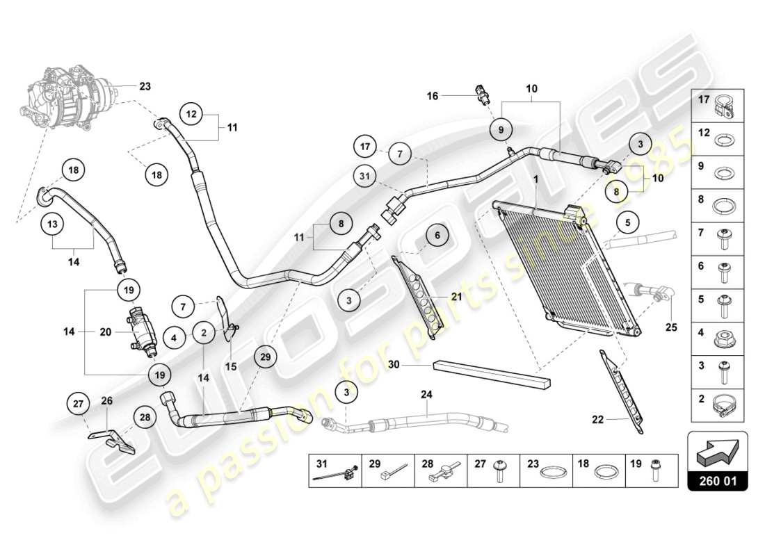 Lamborghini LP750-4 SV ROADSTER (2016) A/C CONDENSER Part Diagram