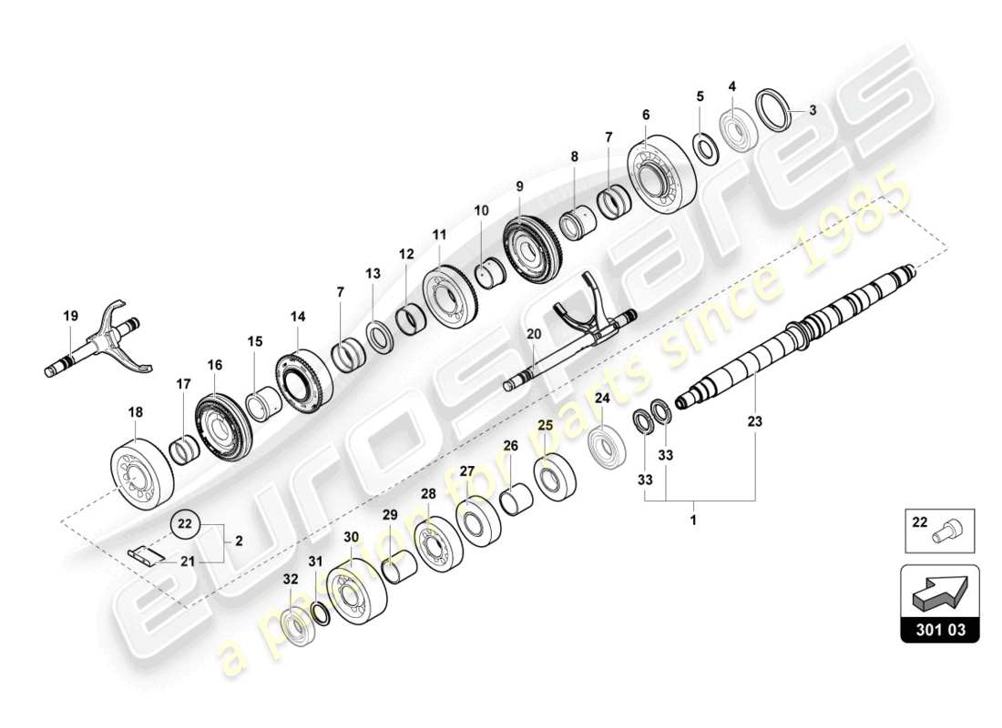 Lamborghini LP750-4 SV ROADSTER (2016) REDUCTION GEARBOX SHAFT Part Diagram