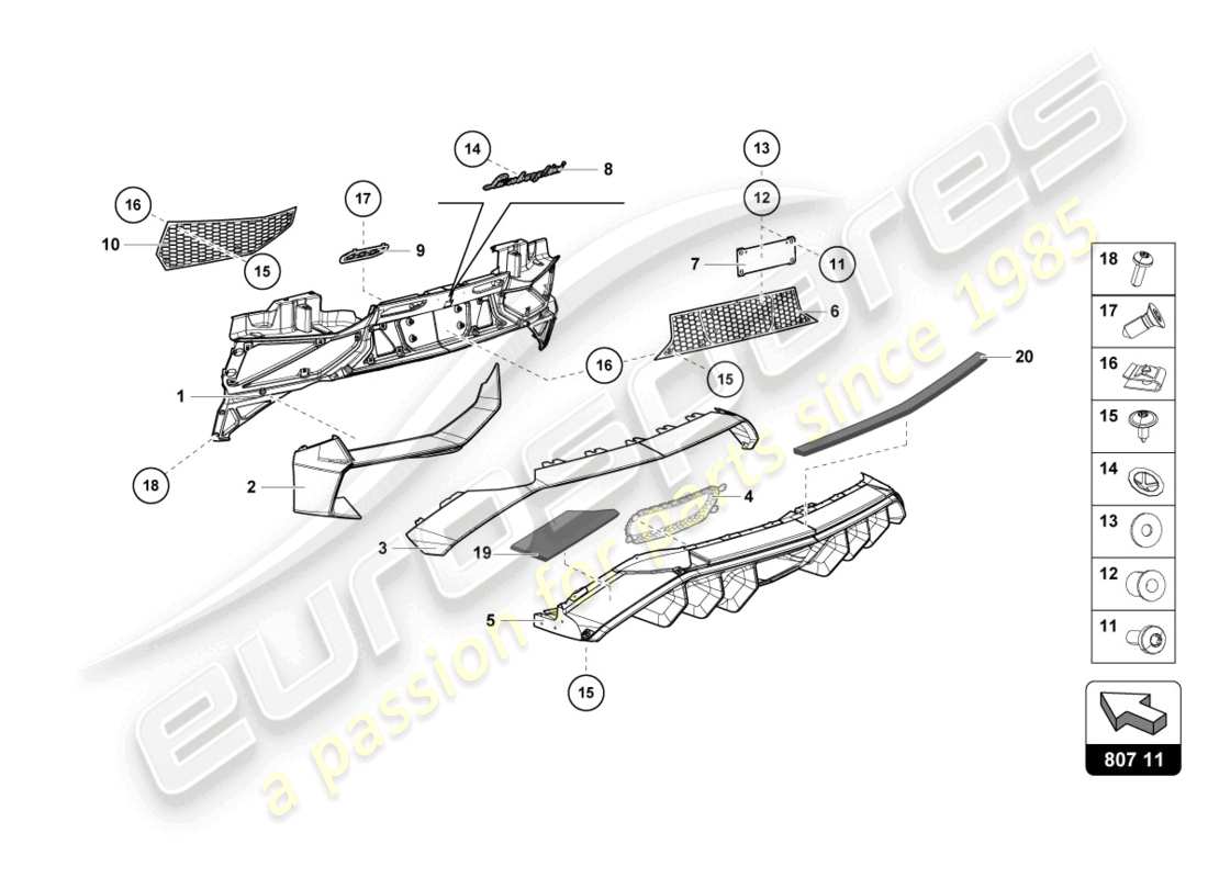Lamborghini LP750-4 SV ROADSTER (2016) BUMPER, COMPLETE Part Diagram