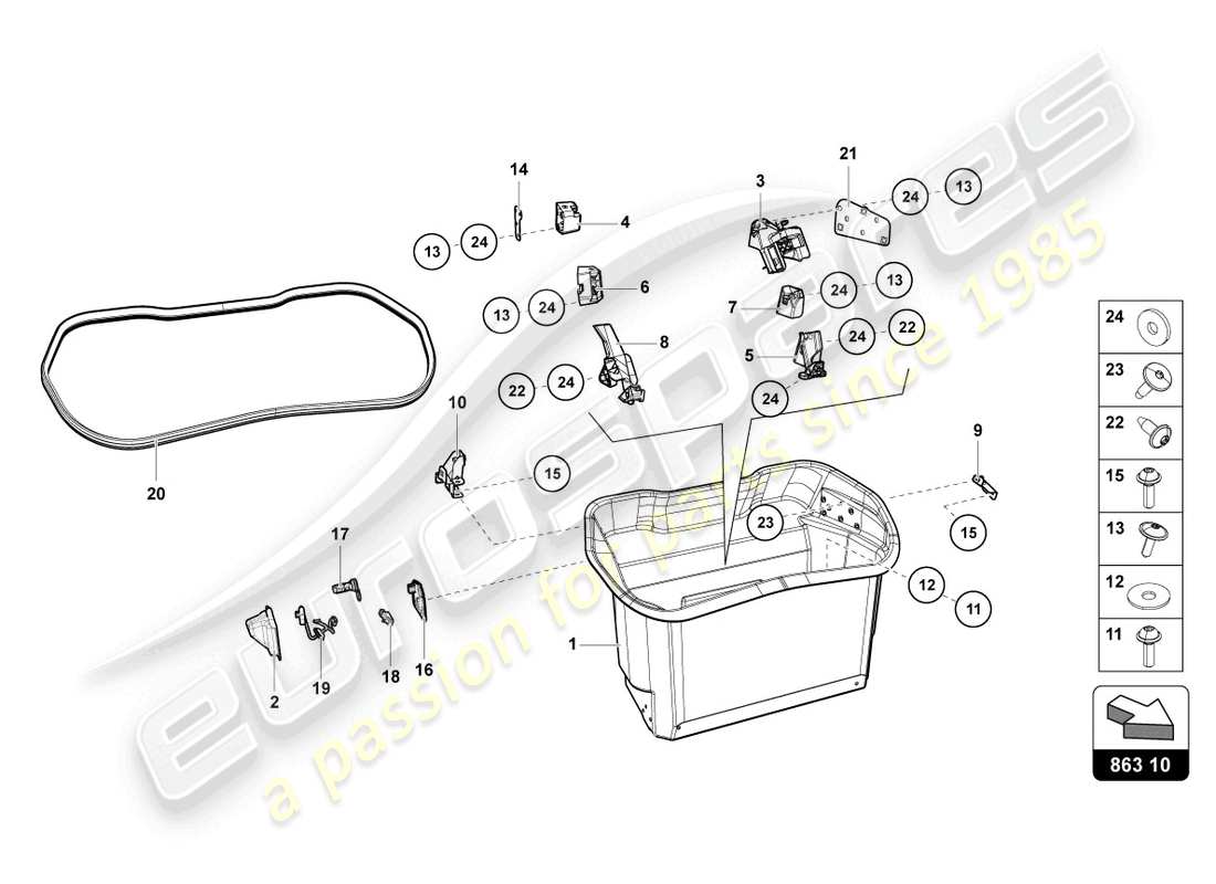 Lamborghini LP750-4 SV ROADSTER (2016) LUGGAGE COMP. FLOOR COVERING Part Diagram